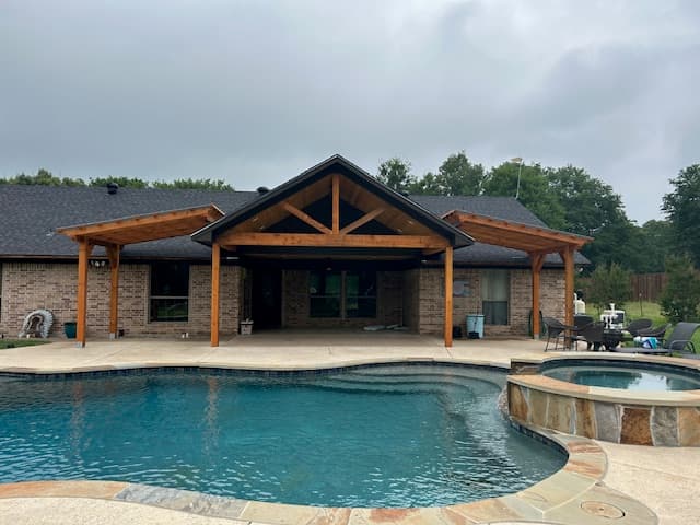 Back porch with pergoals